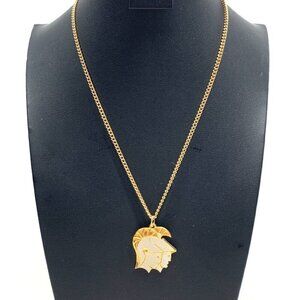 Vintage 1980's Gemini Zodiac Pendant & Chain Spartan Soldiers Gold Tone 18"L